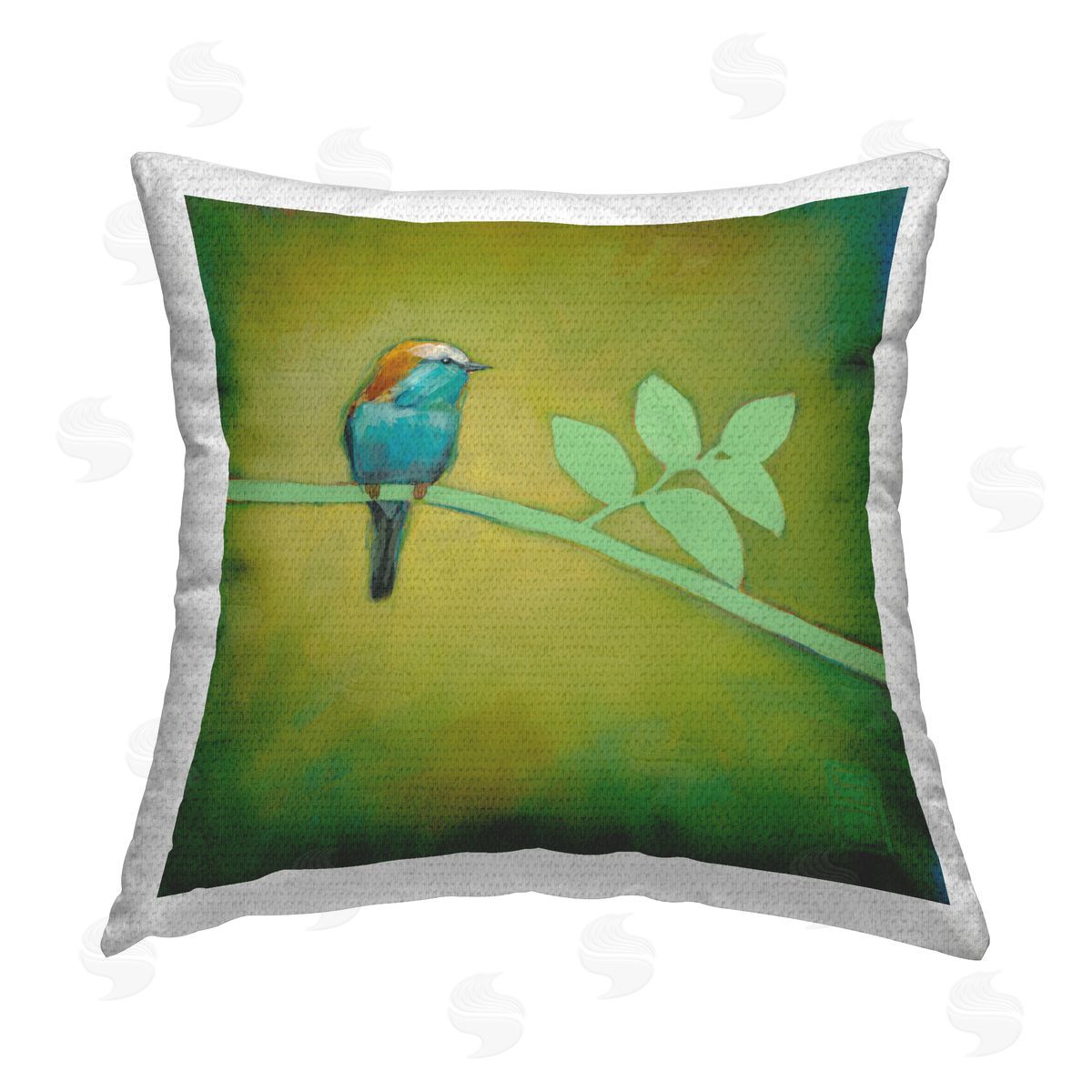Bird Perched Abstract Branch Outdoor Printed Pillow, Home Decor by Stacy Daguiar