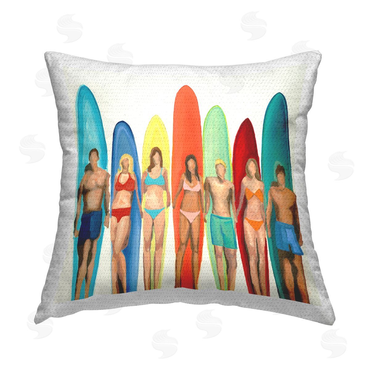 Surfers & Boards Ocean Sports Outdoor Printed Pillow, Home Decor by Randy Hibberd