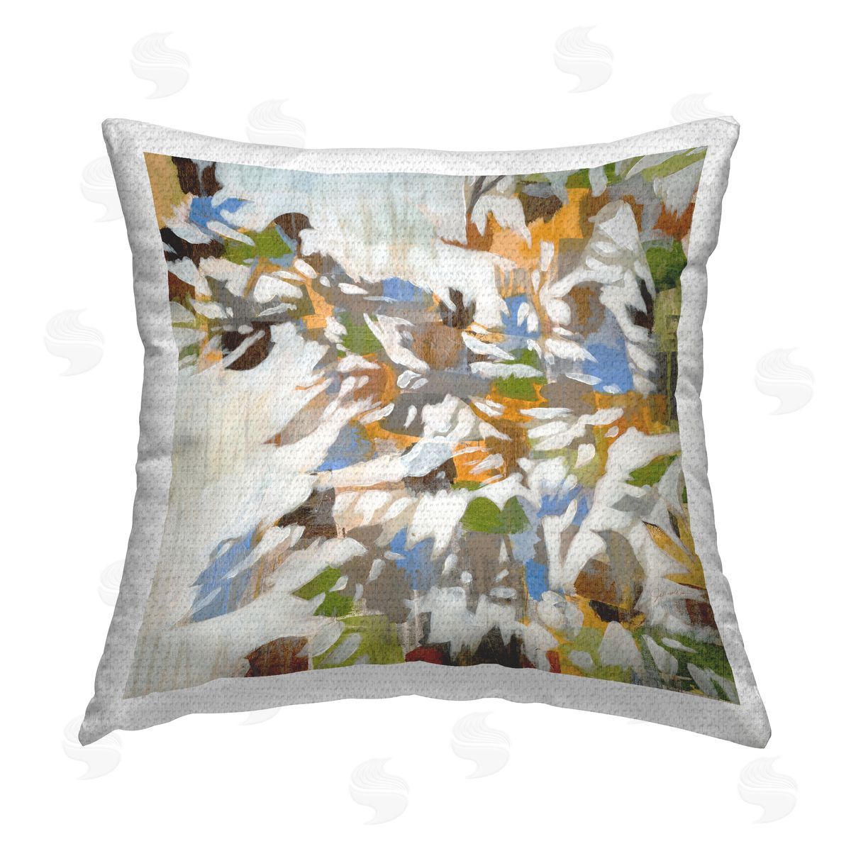 Abstract Birds on Branches Outdoor Printed Pillow, Home Decor by Liz Jardine