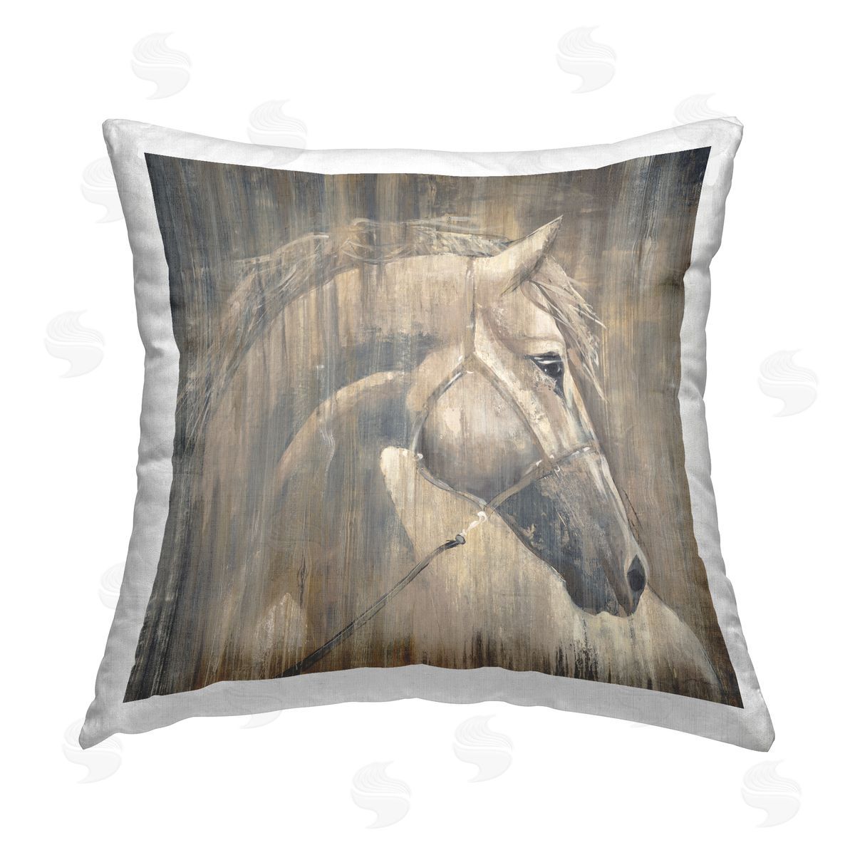 Rustic Stallion Animal Portrait Decorative Printed Pillow, Home Decor by Liz Jardine