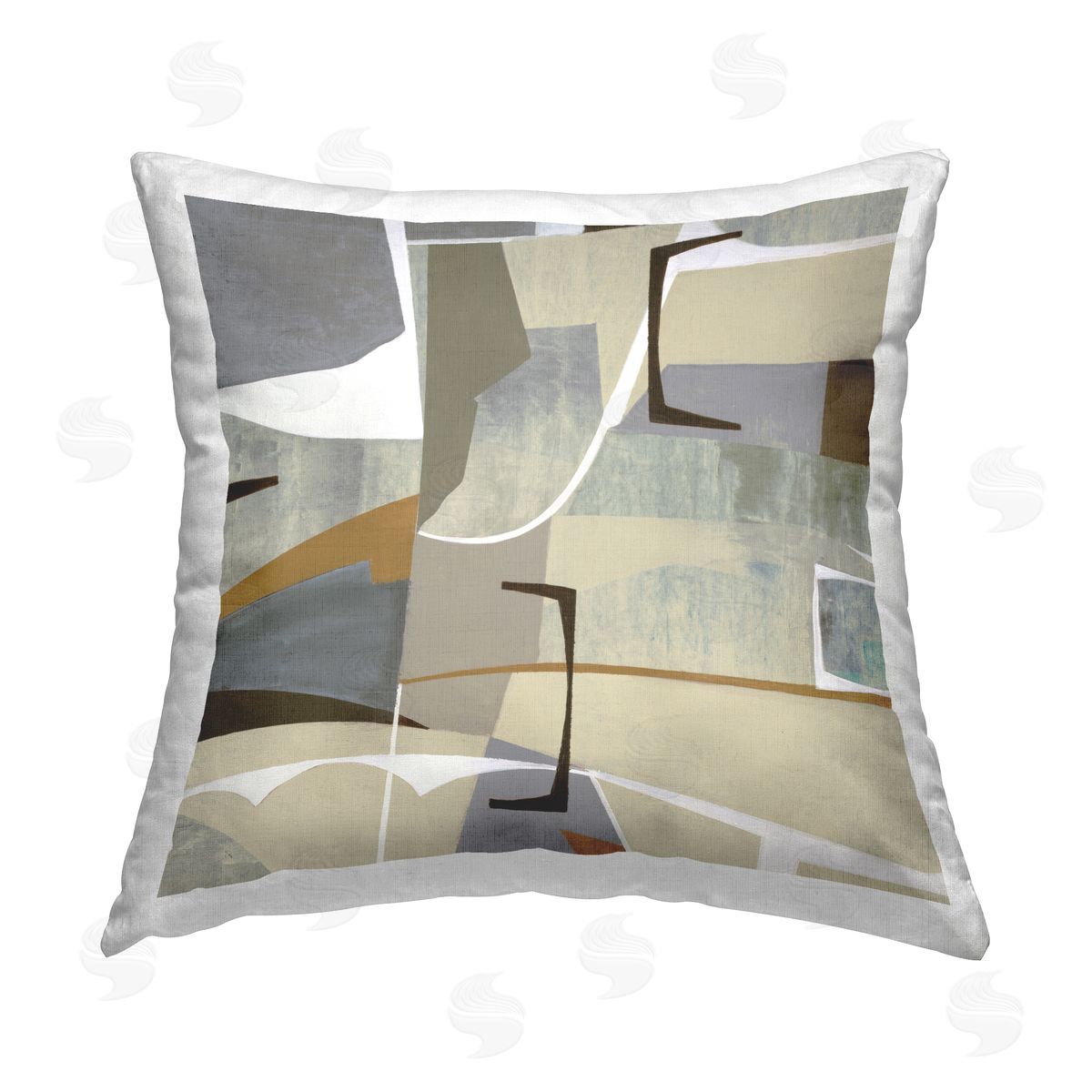 Beige Brown Geometri Decorative Printed Pillow, Home Decor by Liz Jardine