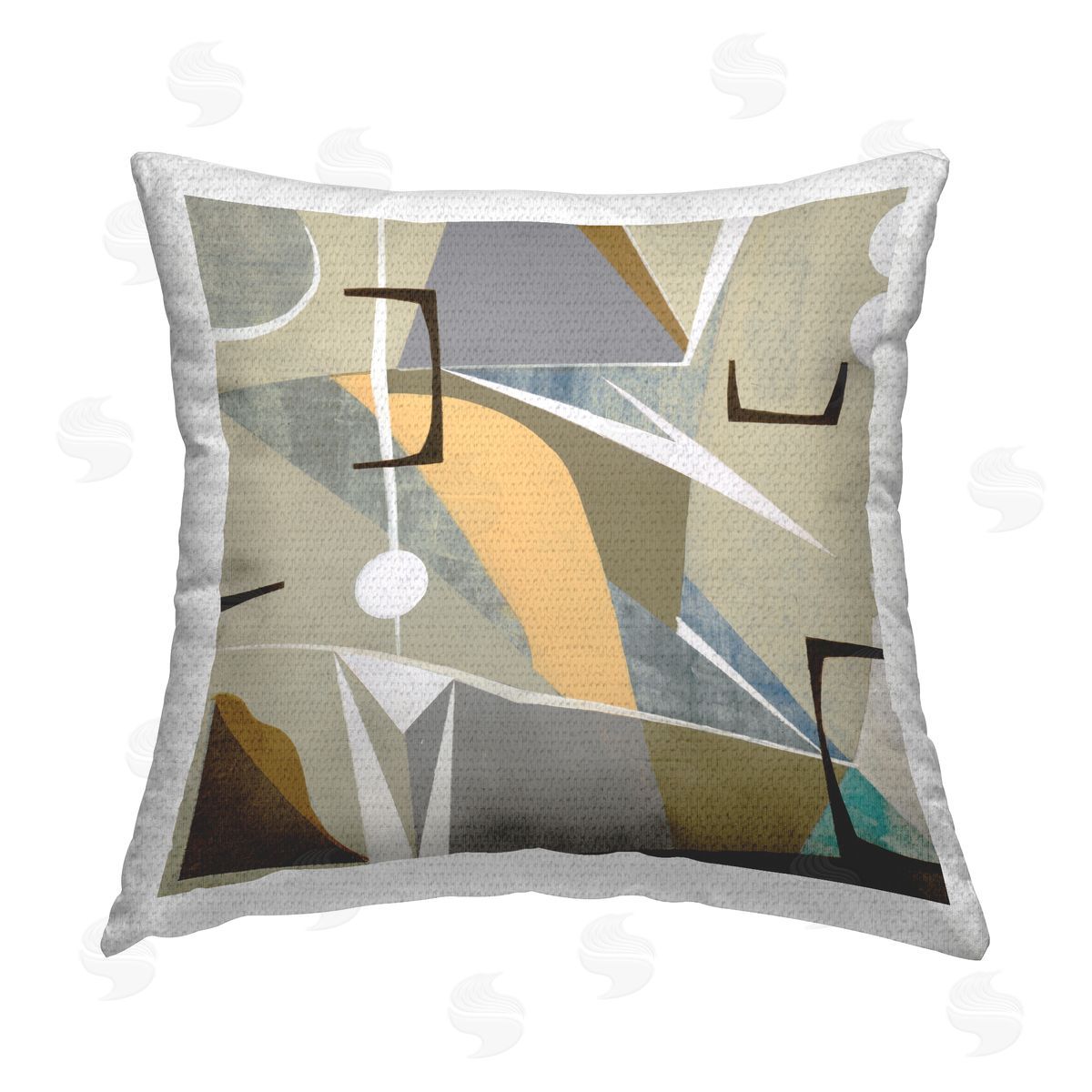 Tan & Yellow Modern Shapes Outdoor Printed Pillow, Home Decor by Liz Jardine