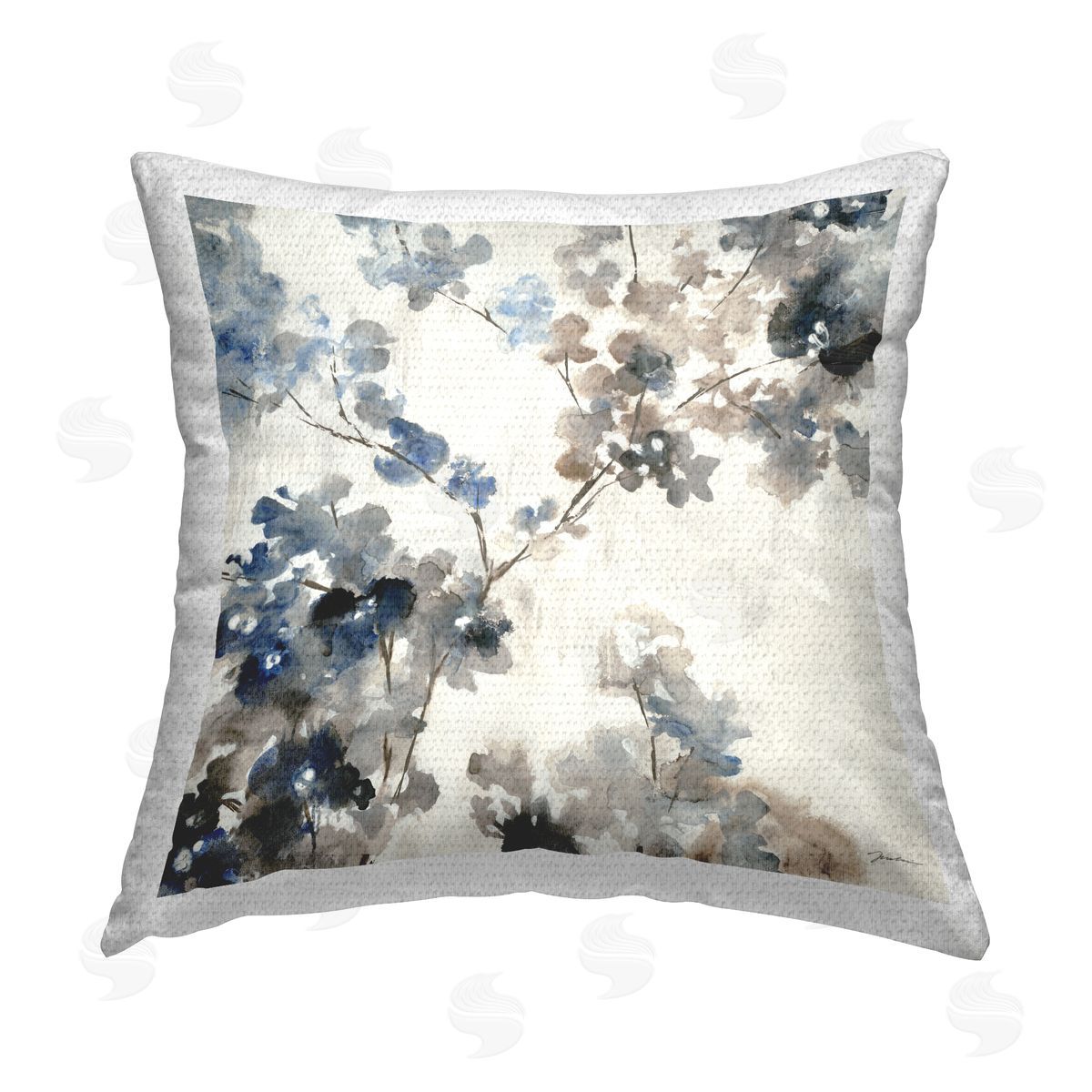 Beige Cherry Blossom Tree Outdoor Printed Pillow, Home Decor by Liz Jardine