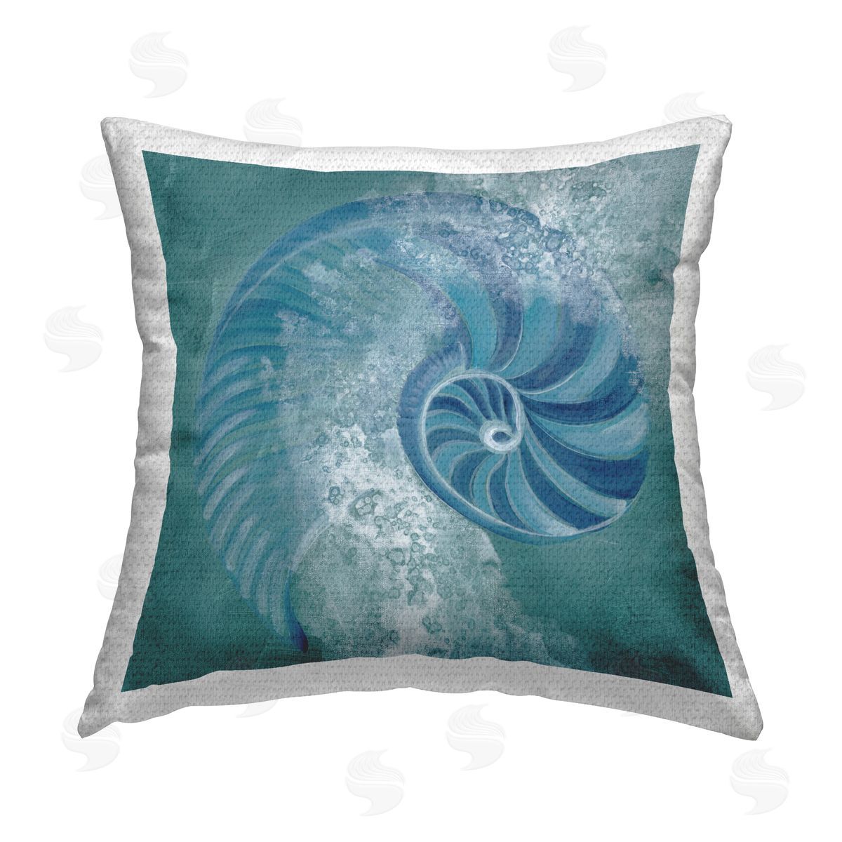 Blue Nautilus Water Splash Outdoor Printed Pillow, Home Decor by Liz Jardine