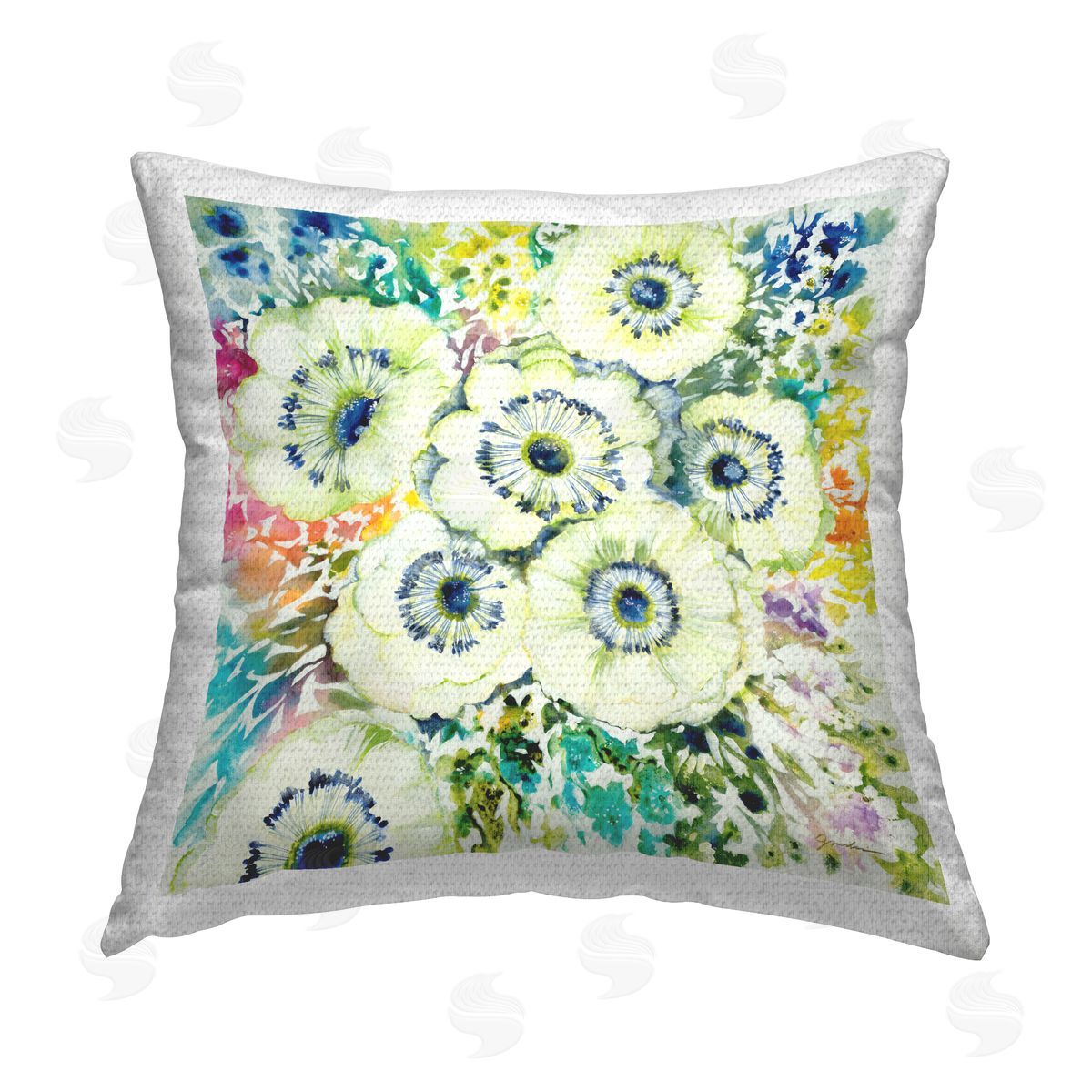 Yellow Poppies Vivid Hues Outdoor Printed Pillow, Home Decor by Liz Jardine