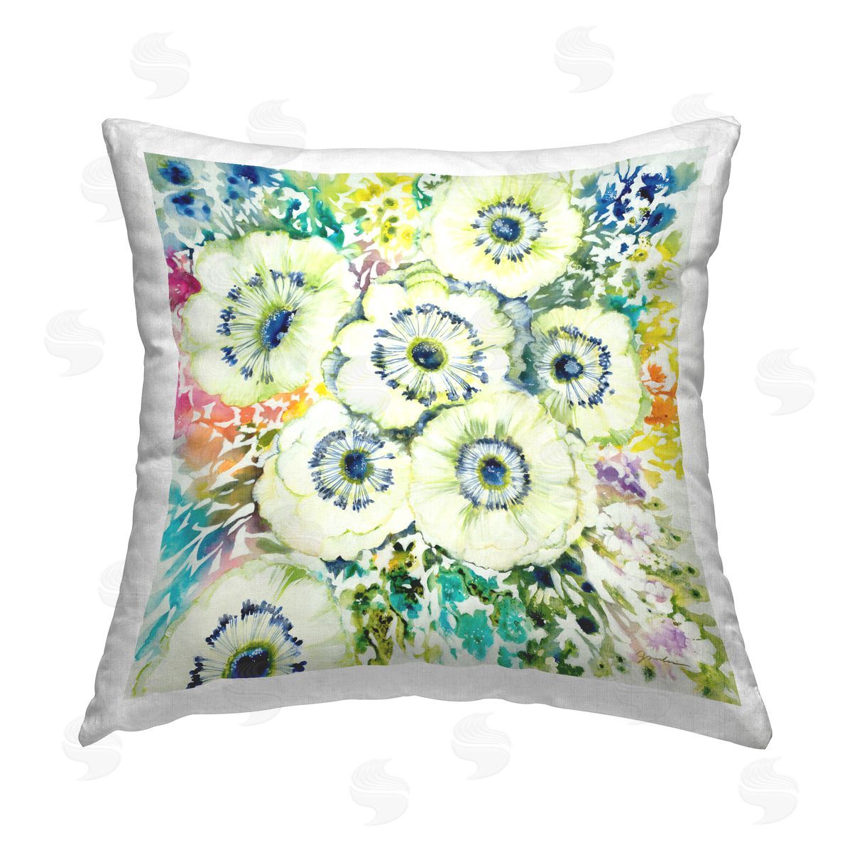 Yellow Poppies Vivid Hues Decorative Printed Pillow, Home Decor by Liz Jardine