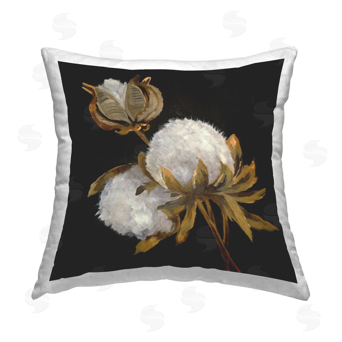 Budding Cotton Flowers Decorative Printed Pillow, Home Decor by Liz Jardine
