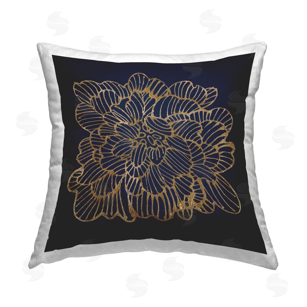 Black Glam Abstract Flower Decorative Printed Pillow, Home Decor by Liz Jardine