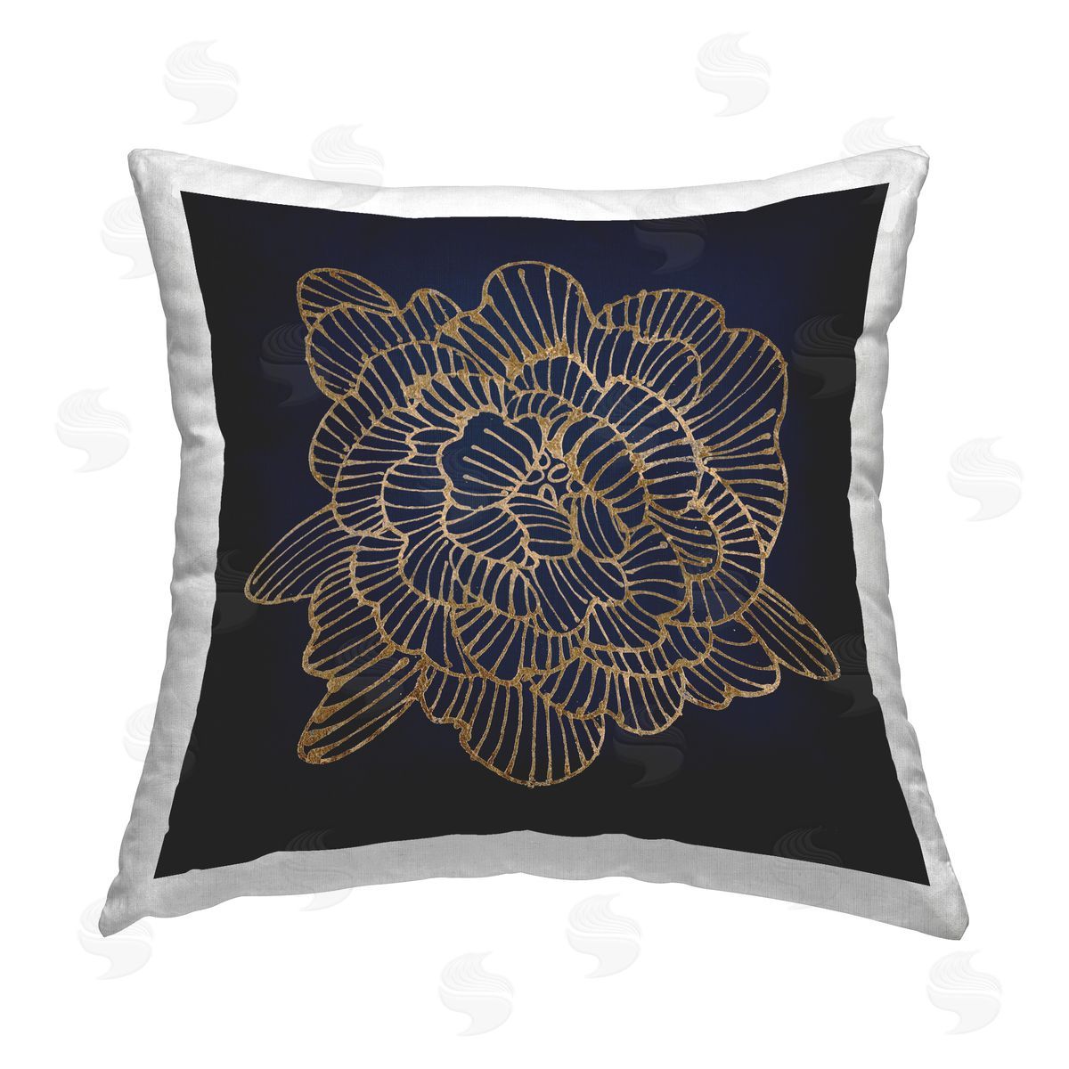 Contemporary Black Glam Flower Decorative Printed Pillow, Home Decor by Liz Jardine
