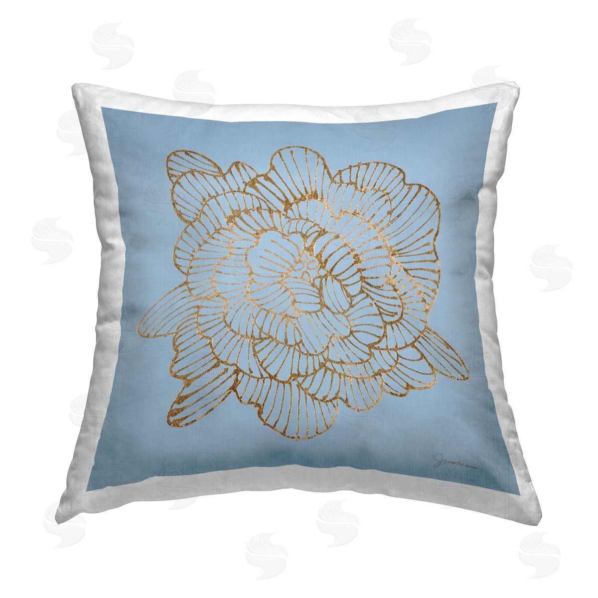 Modern Blue Flower Blossom Decorative Printed Pillow, Home Decor by Liz Jardine