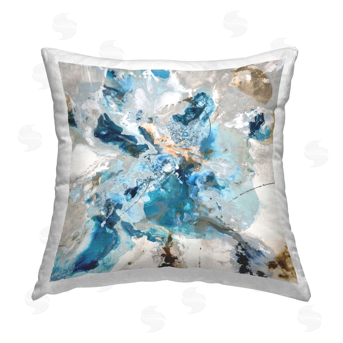 Blue Swirling Abstraction Decorative Printed Pillow, Home Decor by Liz Jardine