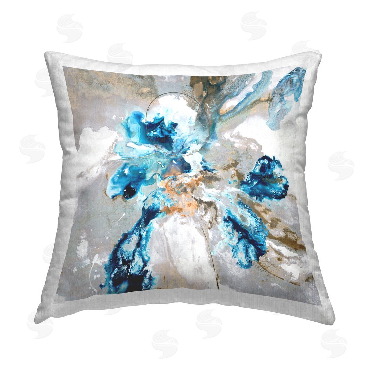 Blue & Grey Abstract Ripples Decorative Printed Pillow, Home Decor by Liz Jardine