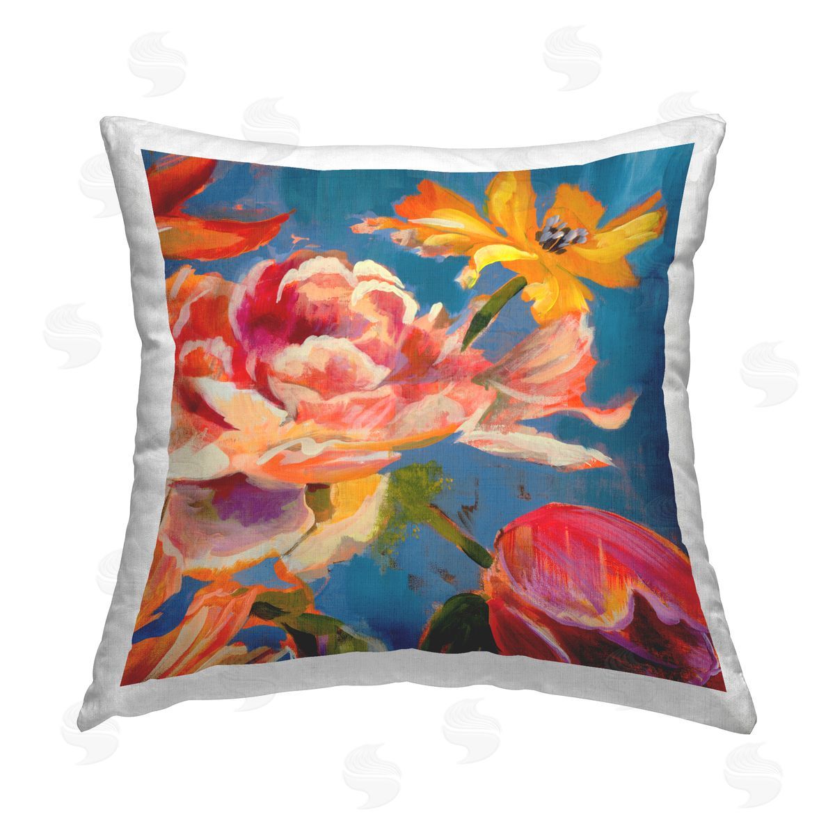 Vivid Blooming Peonies Decorative Printed Pillow, Home Decor by Liz Jardine