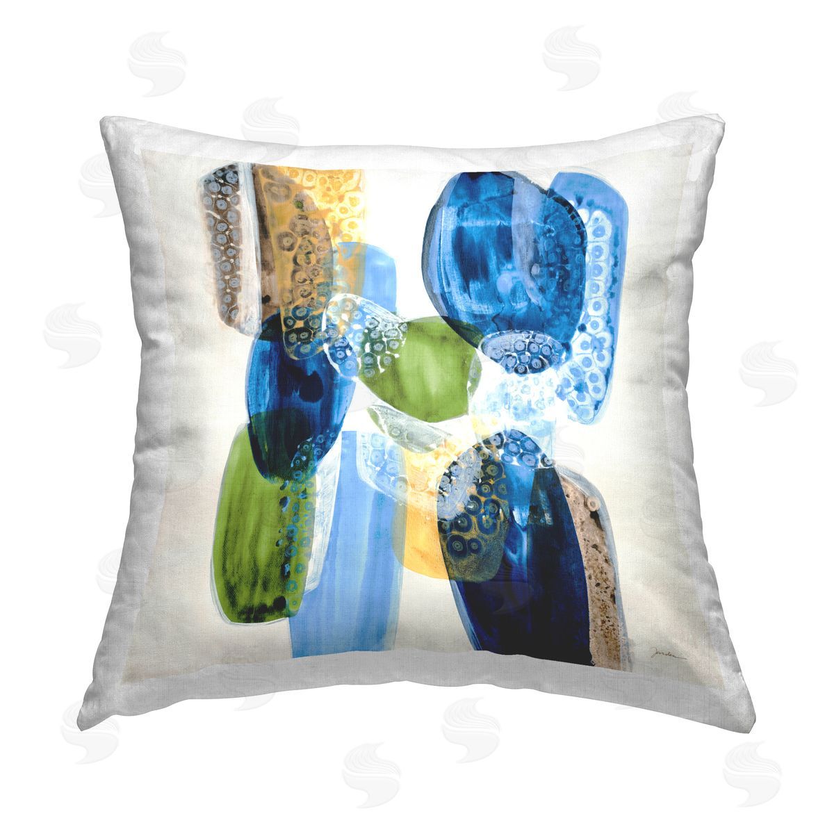 Blue & Green Abstract Rocks Decorative Printed Pillow, Home Decor by Liz Jardine
