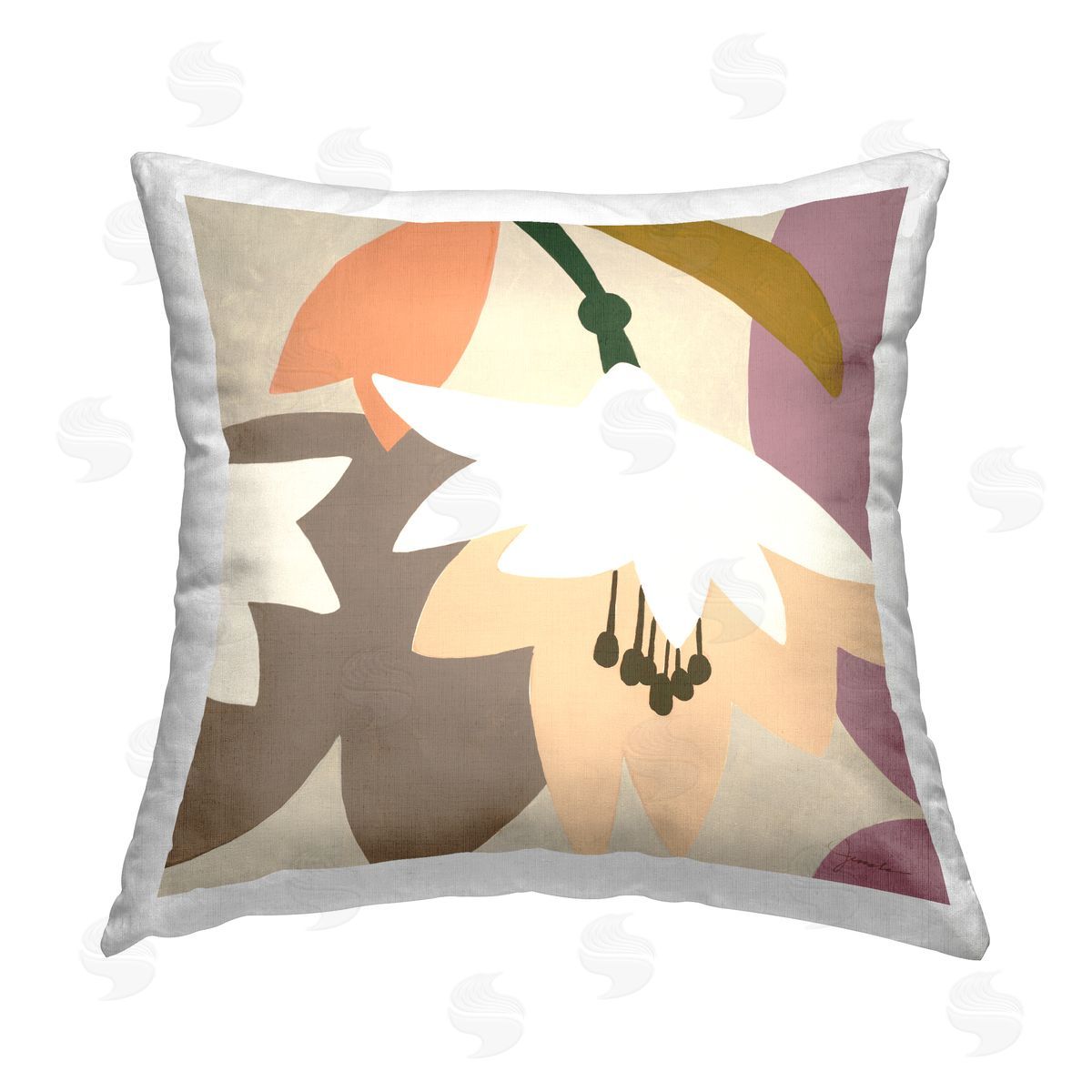 Blooming Contemporary Flowers Decorative Printed Pillow, Home Decor by Liz Jardine