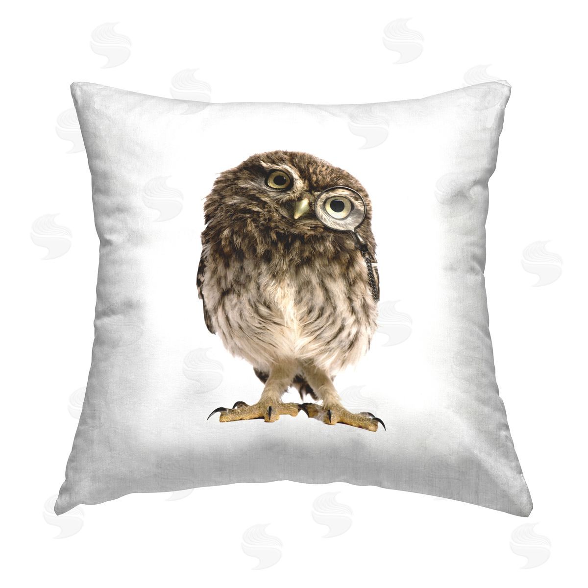 Owl Tilting Head Portrait Decorative Printed Pillow, Home Decor by Elephant Stock