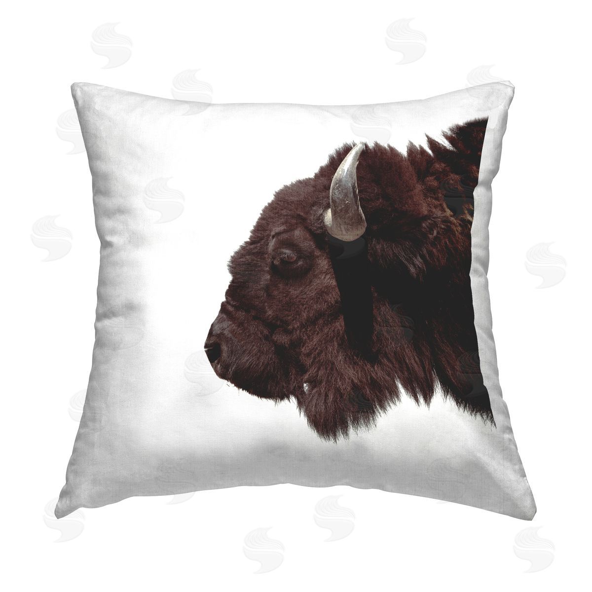 Bison with White Background Decorative Printed Pillow, Home Decor by Elephant Stock