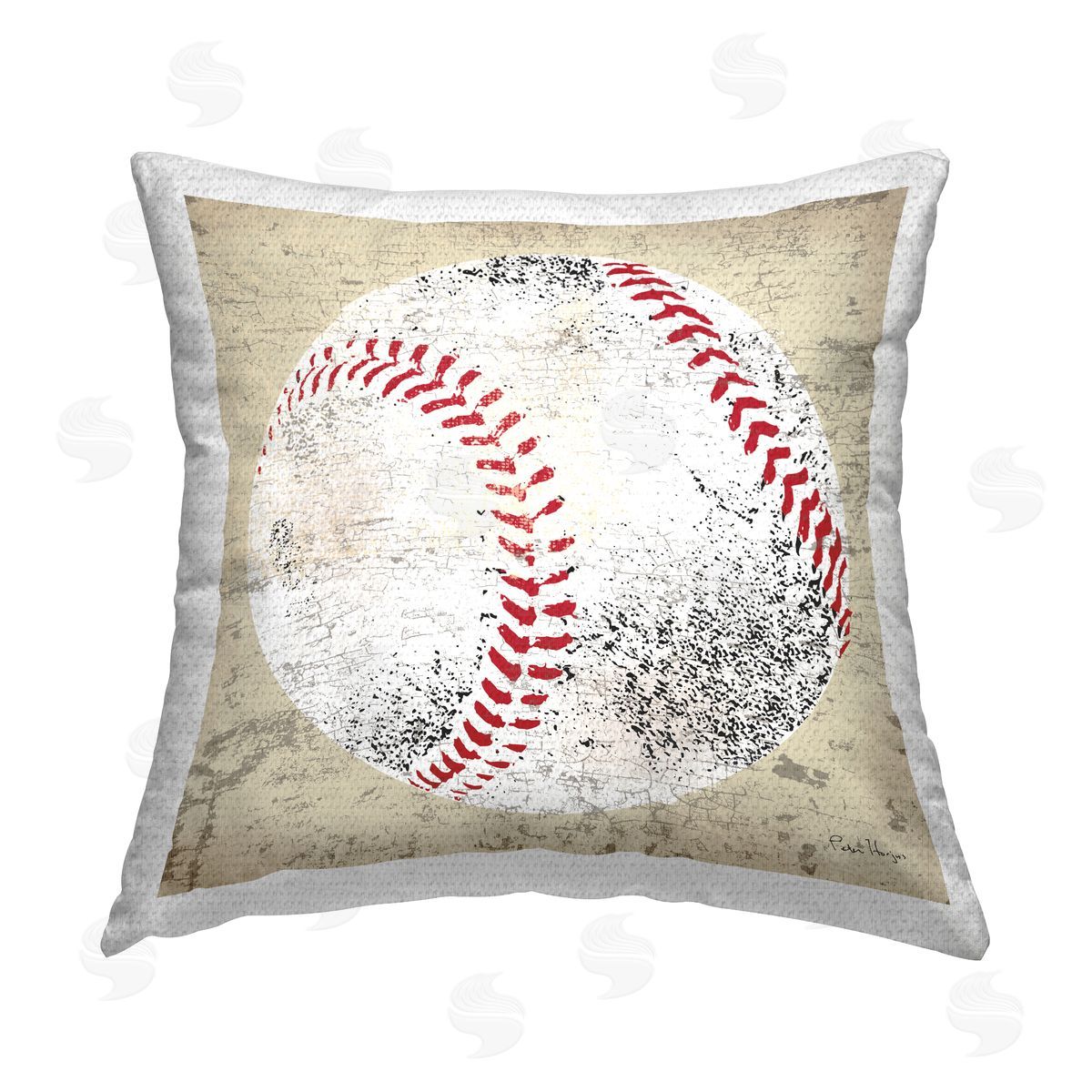 Rustic Baseball Sports Ball Outdoor Printed Pillow, Home Decor by Peter Horjus