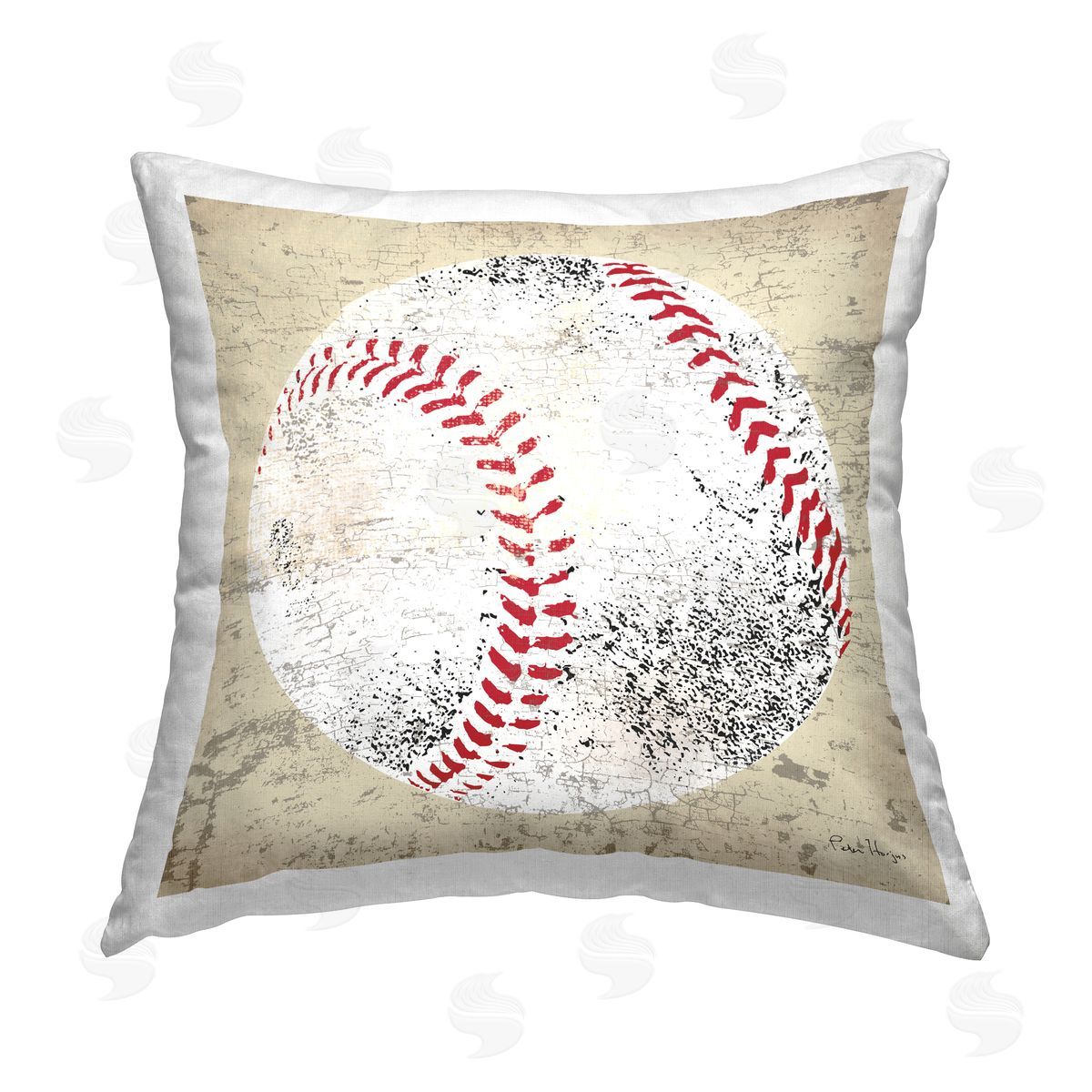 Rustic Baseball Sports Ball Decorative Printed Pillow, Home Decor by Peter Horjus