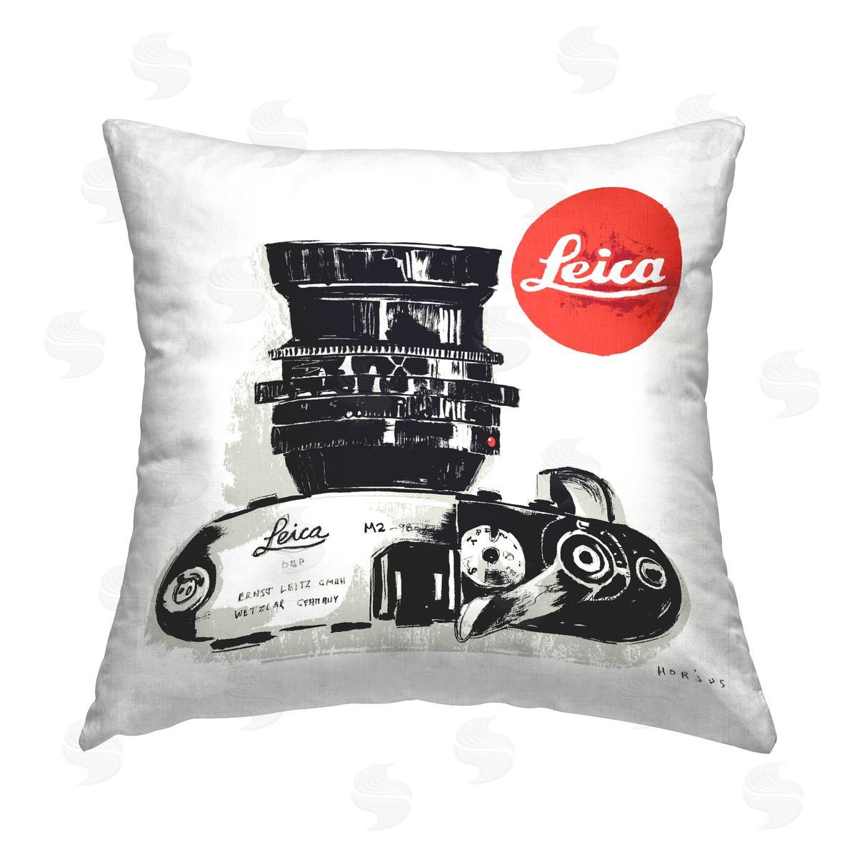 Vintage Camera Lens Ad Decorative Printed Pillow, Home Decor by Peter Horjus