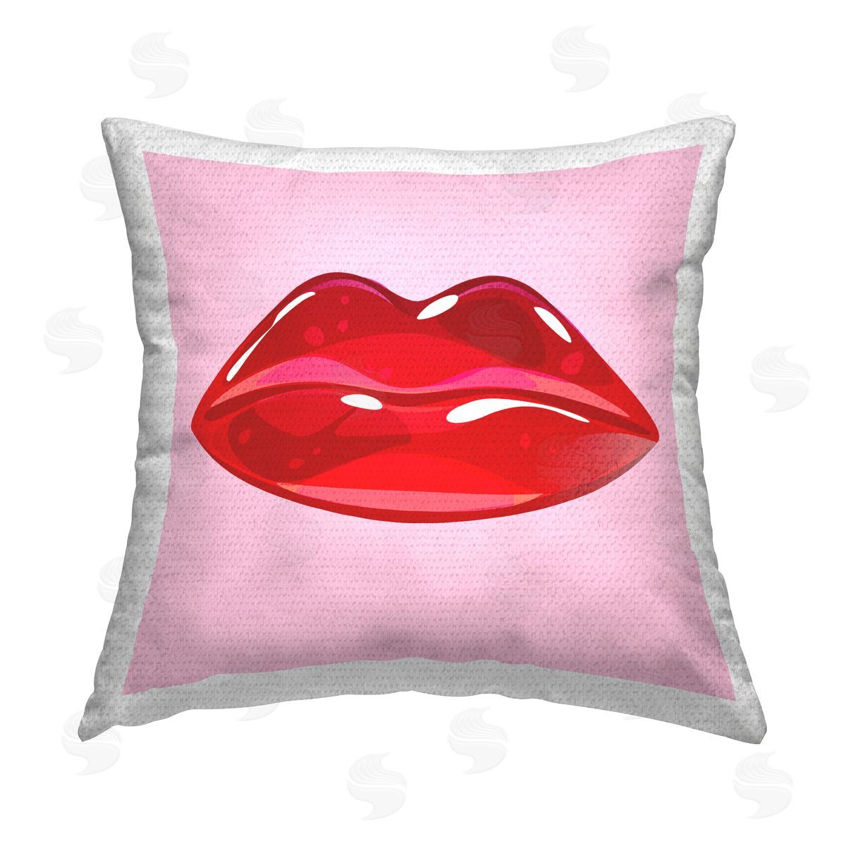 Pink & Red Lips Shape Outdoor Printed Pillow, Home Decor by Stupell Studio