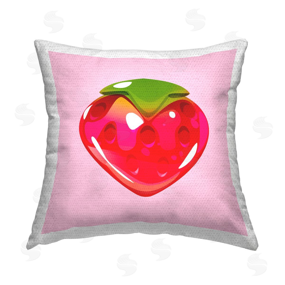 Strawberry Candy Shape Outdoor Printed Pillow, Home Decor by Stupell Studio