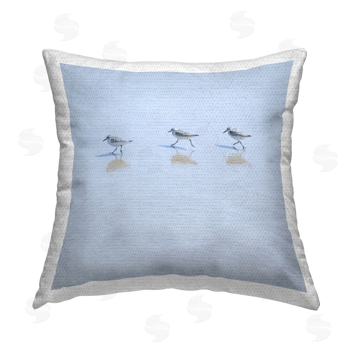 Three Sandpipers on Shore Outdoor Printed Pillow, Home Decor by Michael Quackenbush