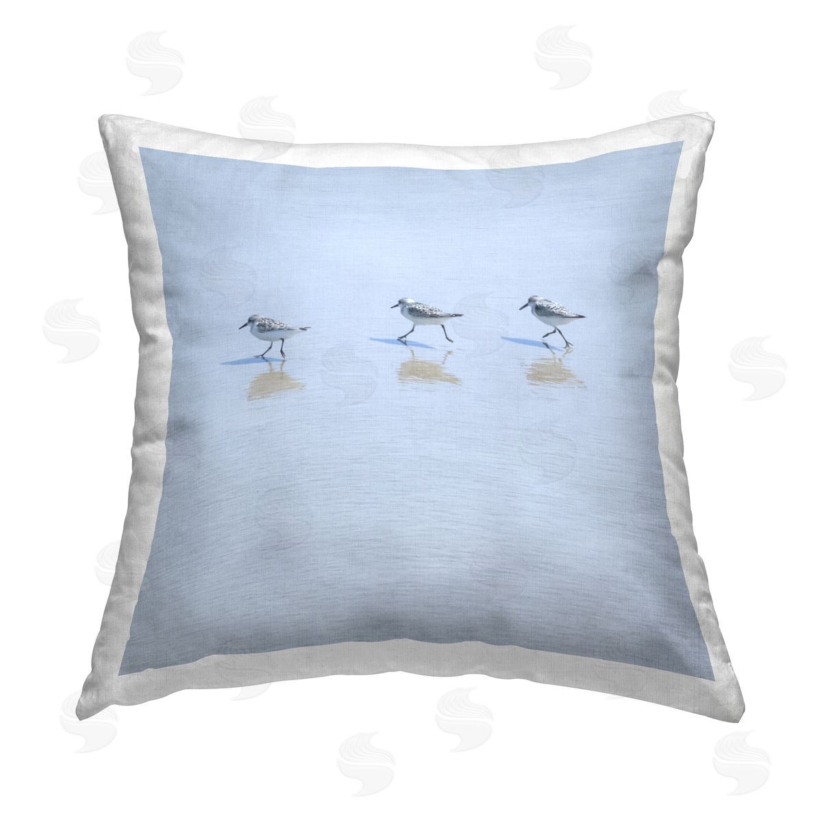 Three Sandpipers on Shore Decorative Printed Pillow, Home Decor by Michael Quackenbush