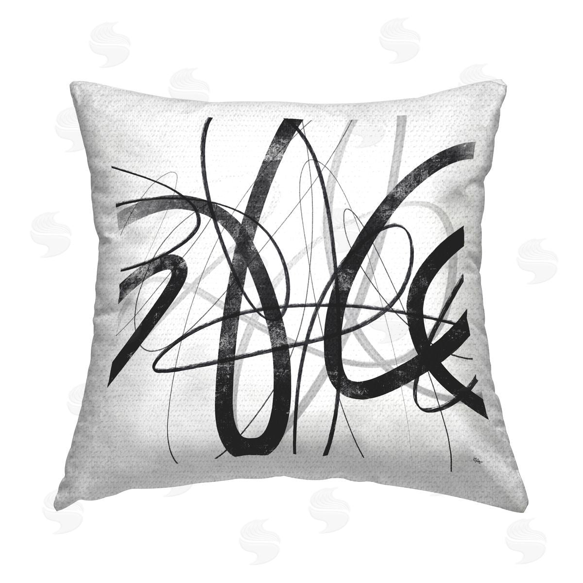 White & Black Abstract Lines Outdoor Printed Pillow, Home Decor by Lisa Ridgers
