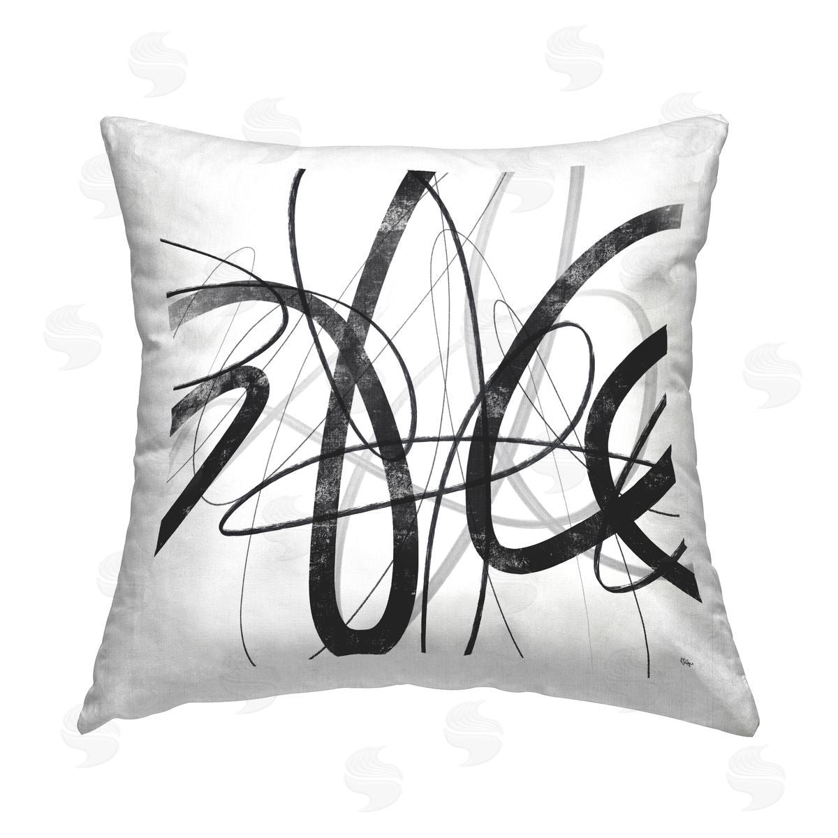 White & Black Abstract Lines Decorative Printed Pillow, Home Decor by Lisa Ridgers