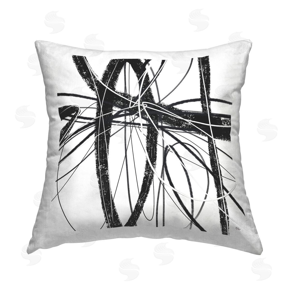 Abstract Swirling Lines Decorative Printed Pillow, Home Decor by Lisa Ridgers