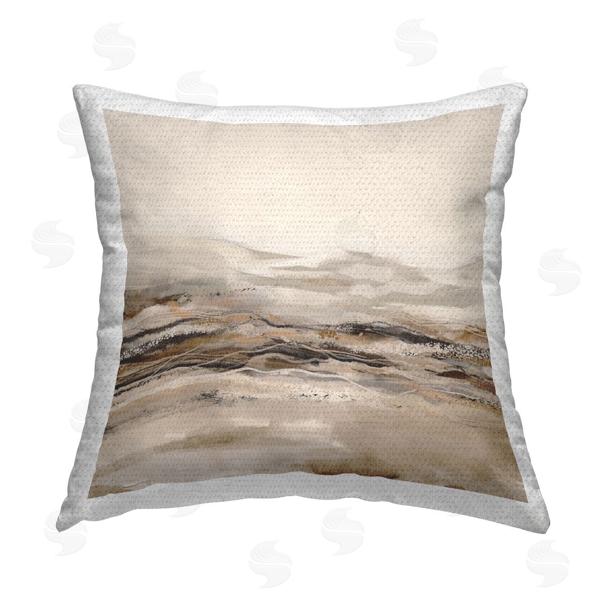 Abstract Brown Mountain Landscape Outdoor Printed Pillow, Home Decor by Ros Ruseva