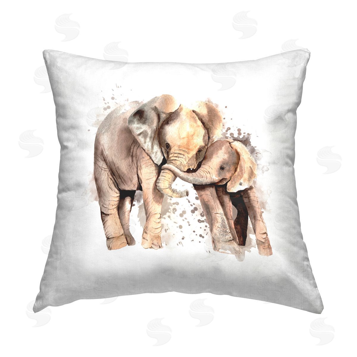 Happy Elephants Modern Splash Decorative Printed Pillow, Home Decor by Elephant Stock