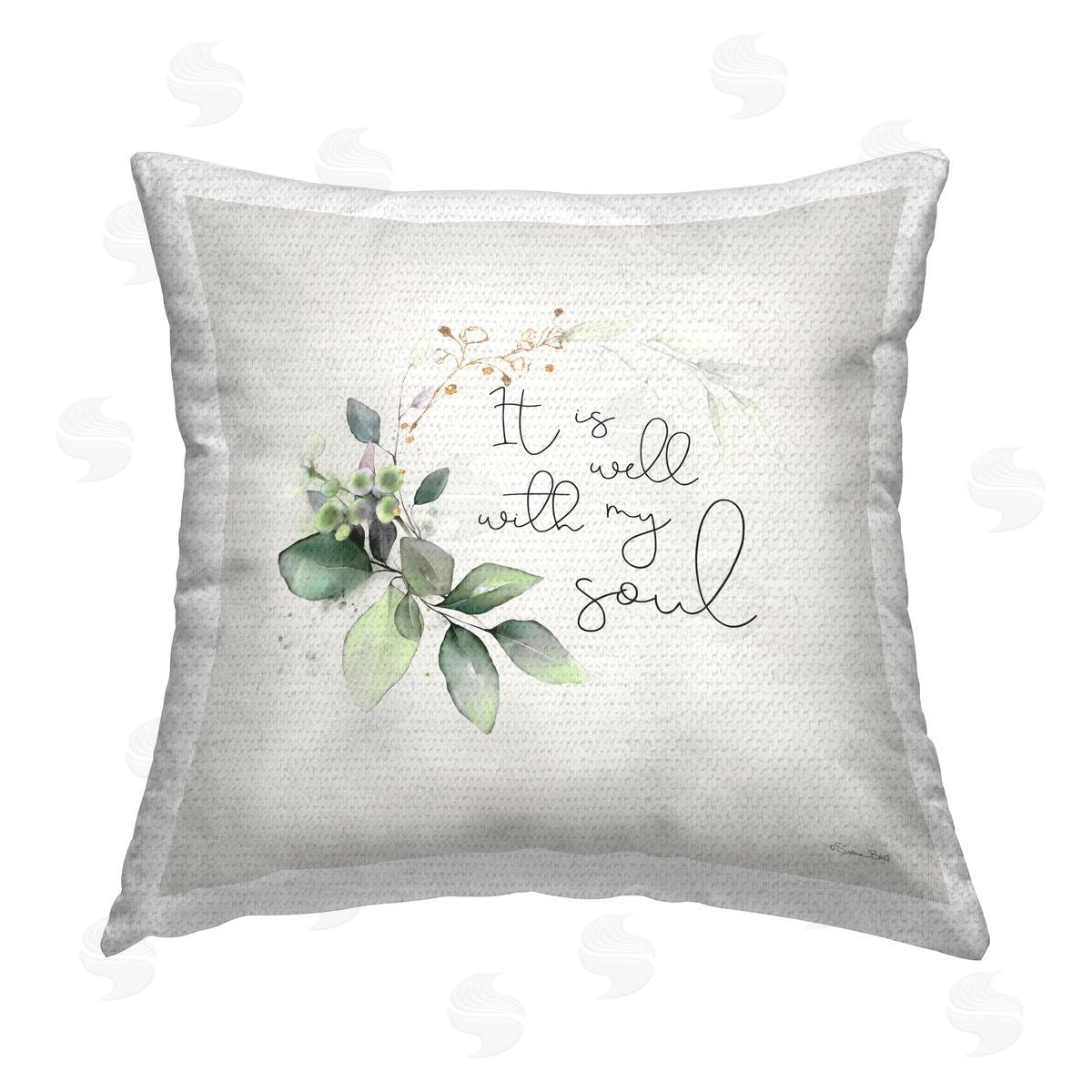 Well With My Soul Phrase Outdoor Printed Pillow, Home Decor by Susan Ball