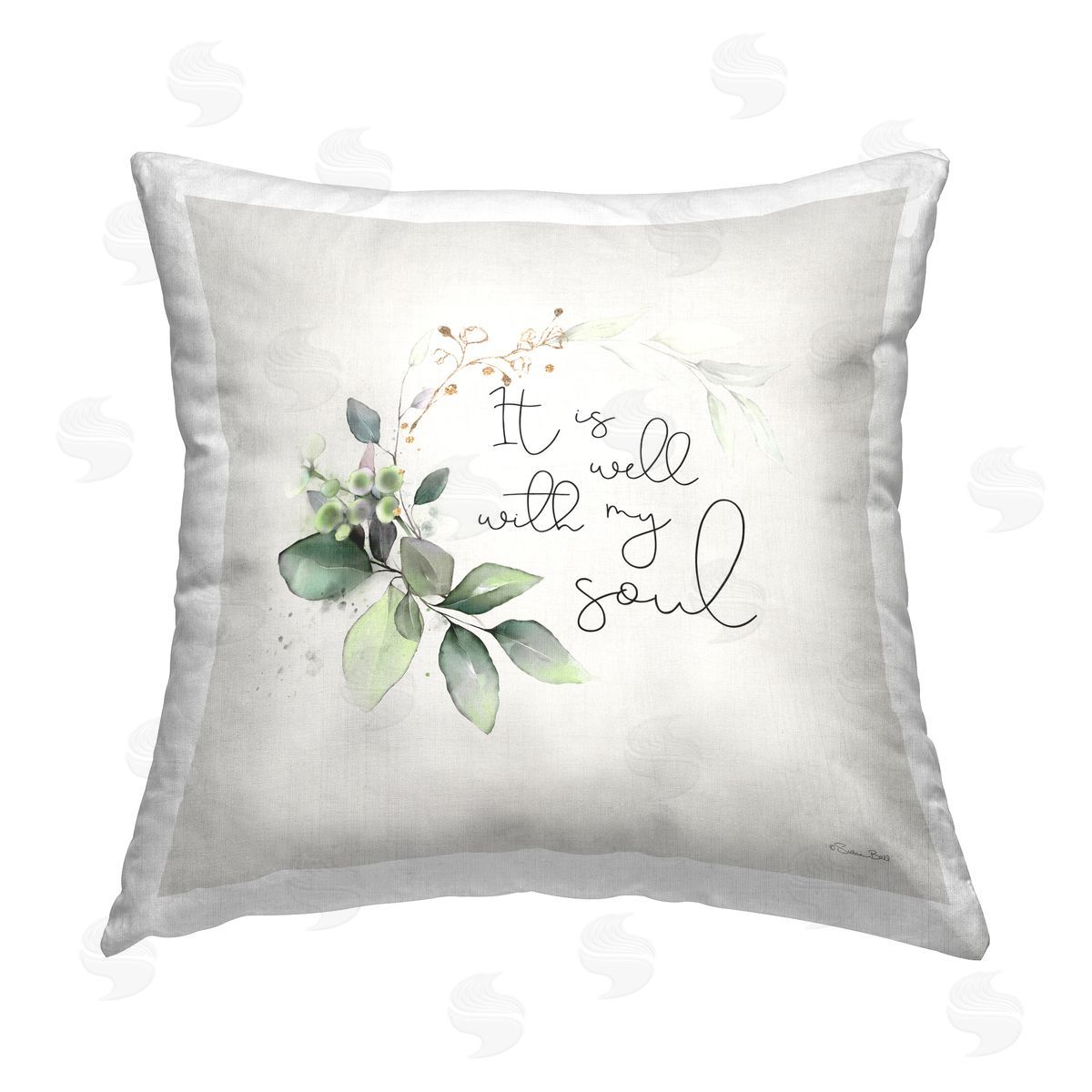 Well With My Soul Phrase Decorative Printed Pillow, Home Decor by Susan Ball