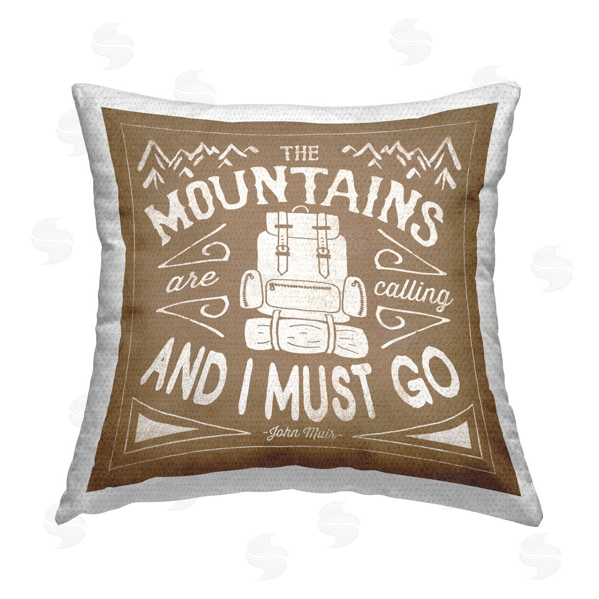 Mountains Are Calling Phrase Outdoor Printed Pillow, Home Decor by Laura Marshall