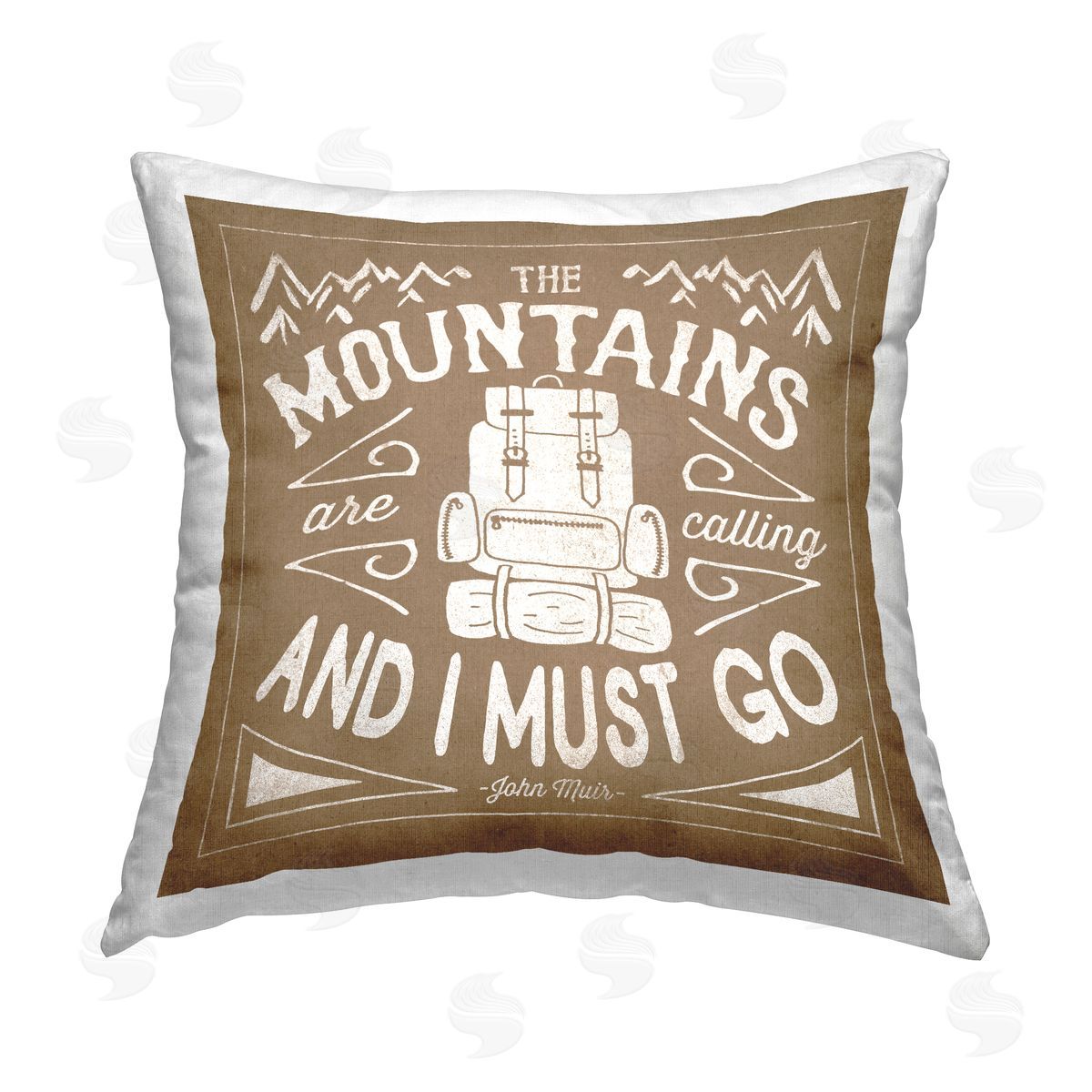 Mountains Are Calling Phrase Decorative Printed Pillow, Home Decor by Laura Marshall