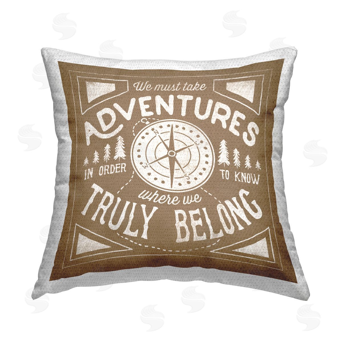 Adventures Compass Phrase Outdoor Printed Pillow, Home Decor by Laura Marshall