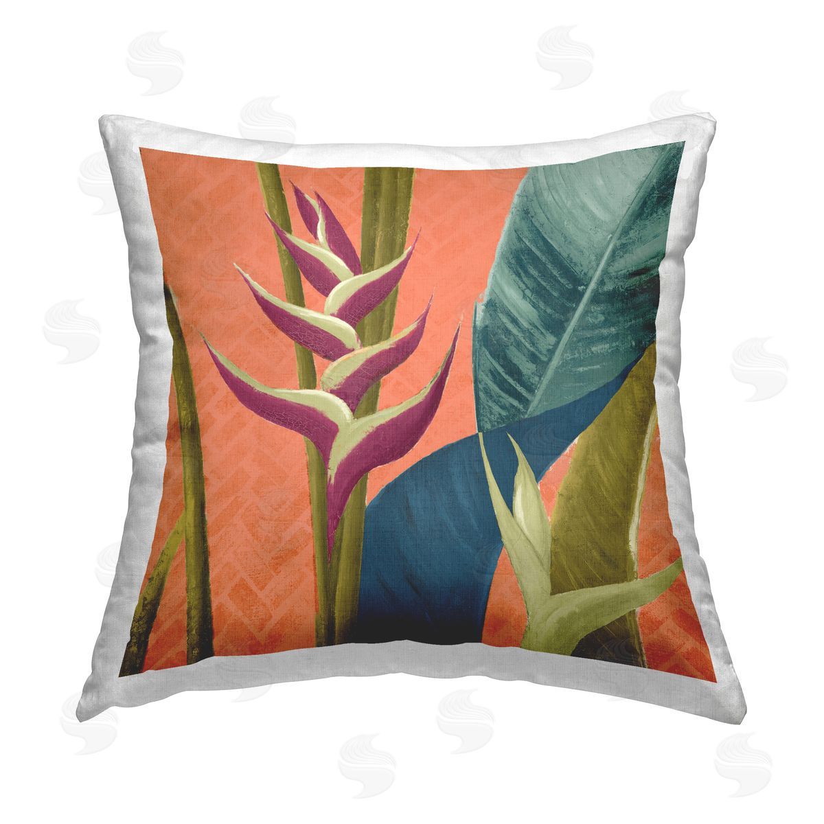 Plant Leaves on Orange Decorative Printed Pillow, Home Decor by Patricia Pinto