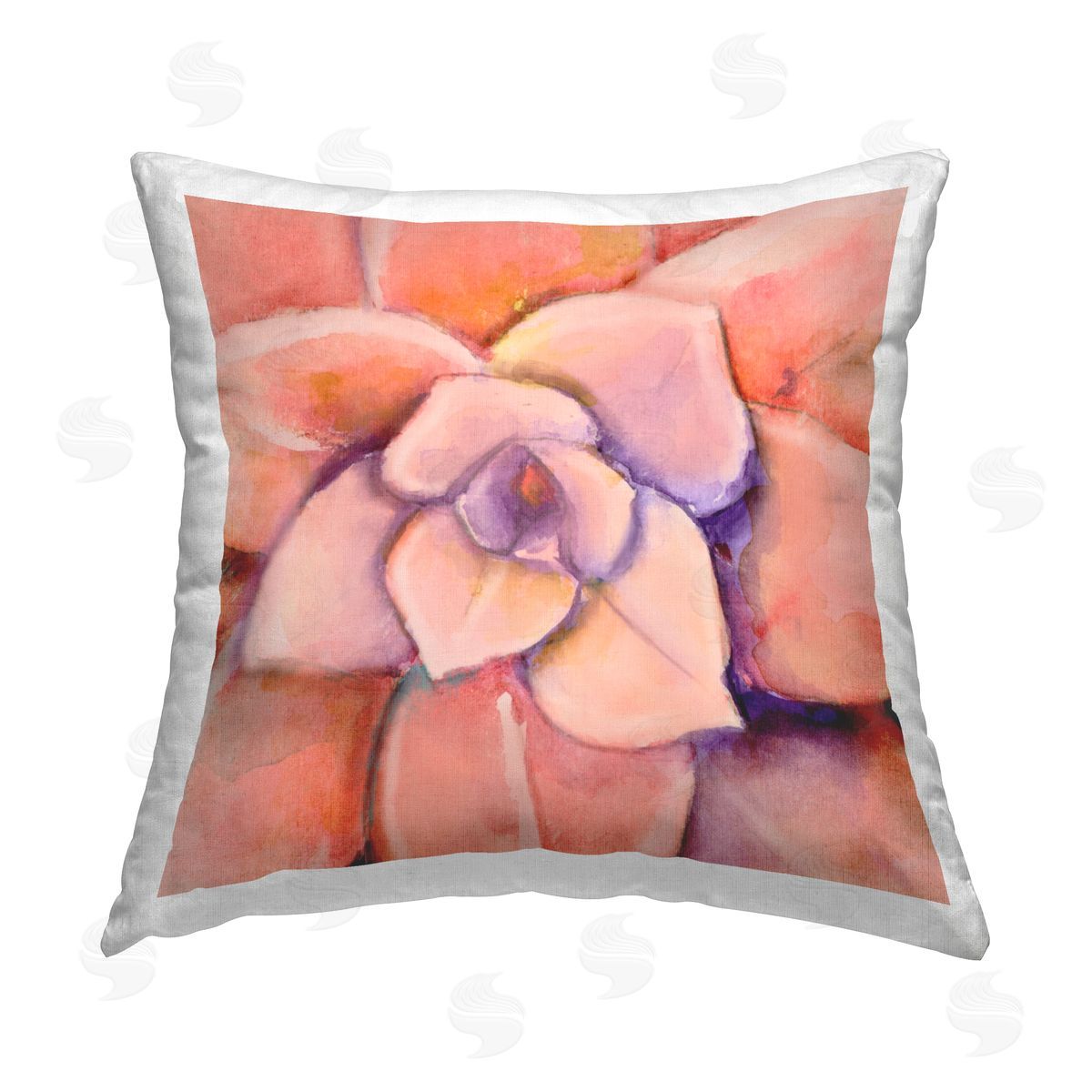 Peach Succulent Plant Leaves Decorative Printed Pillow, Home Decor by Patricia Pinto