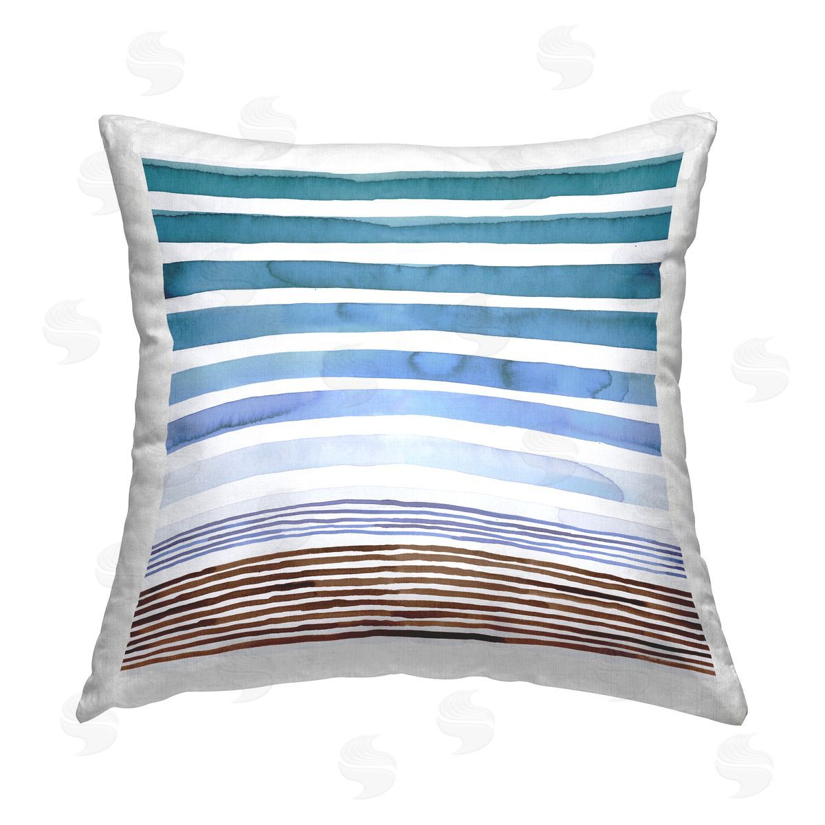Blue Sunset Stripes Pattern Decorative Printed Pillow, Home Decor by Laura Munoz Estelles
