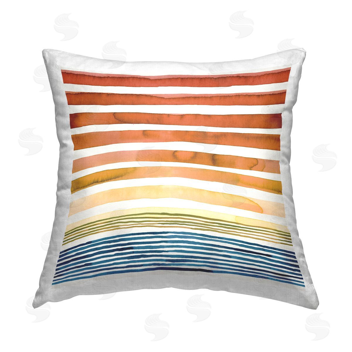 Sunset Stripes Patterned Landscape Decorative Printed Pillow, Home Decor by Laura Munoz Estelles