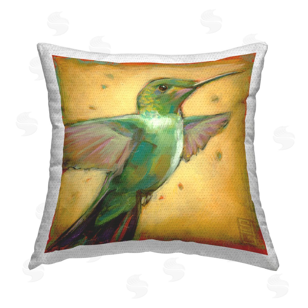 Green & Yellow Hummingbird Outdoor Printed Pillow, Home Decor by Stacy Daguiar
