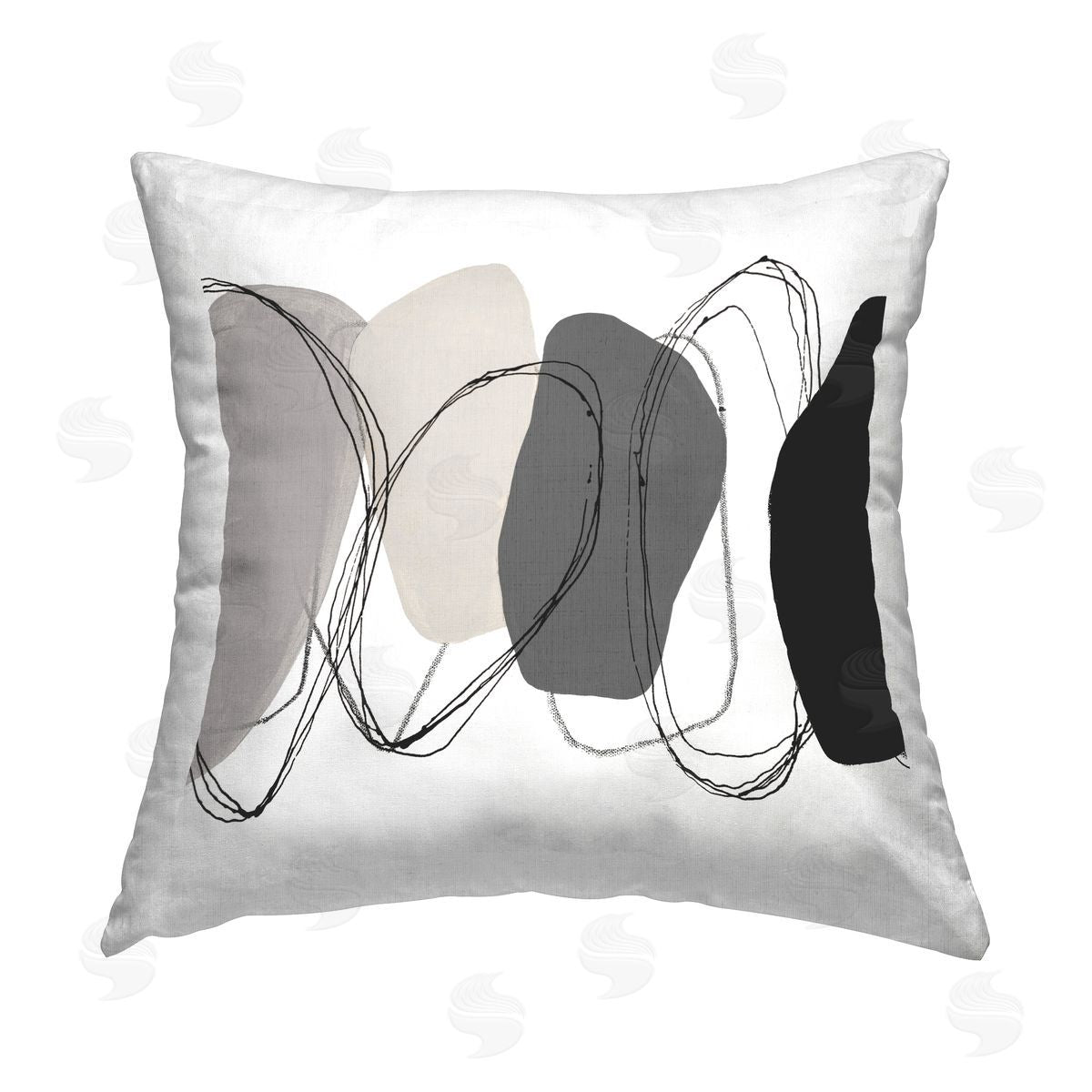 Minimal Grey Round Stones Decorative Printed Pillow, Home Decor by Ruth Fromstein