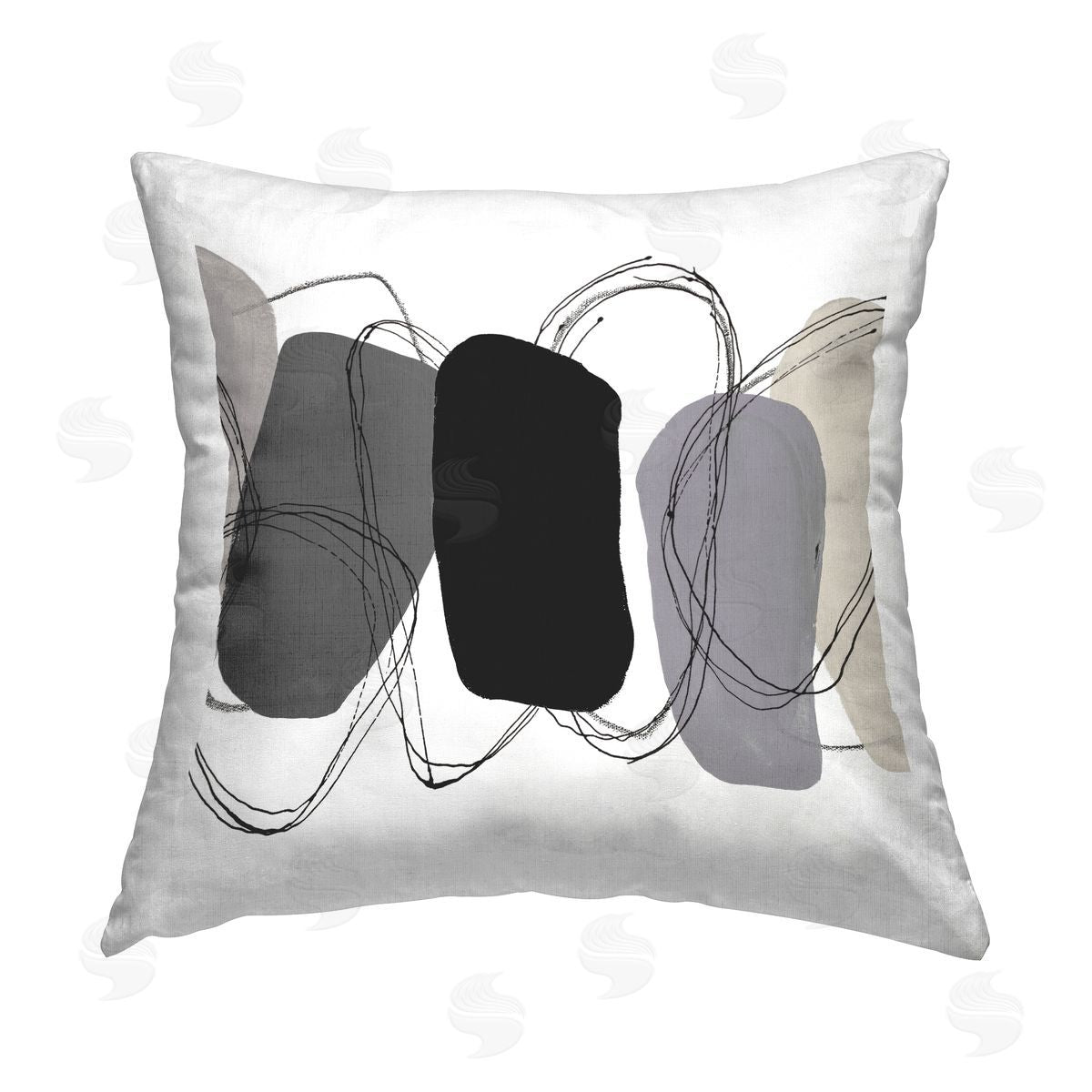 Contemporary Pebble Shapes Decorative Printed Pillow, Home Decor by Ruth Fromstein