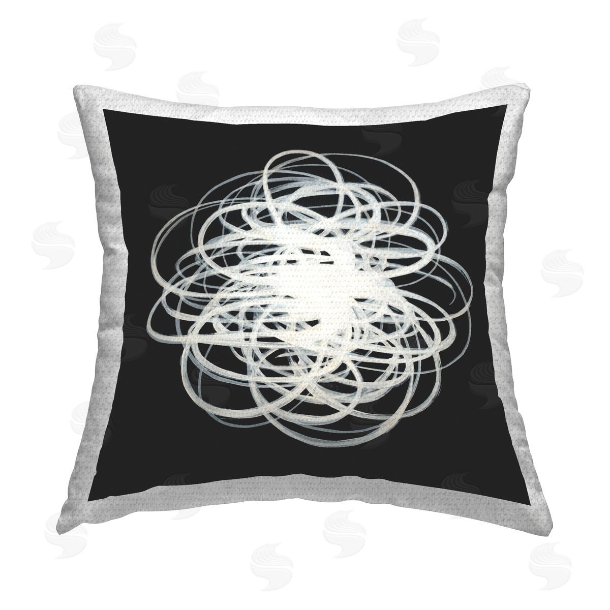Black & White Abstract Scribble Outdoor Printed Pillow, Home Decor by KC Haxton