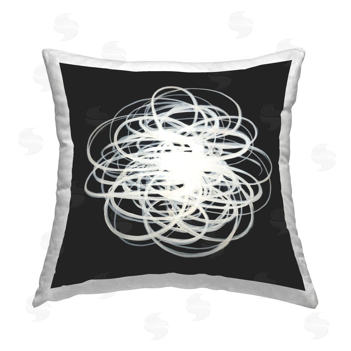 Black & White Abstract Scribble Decorative Printed Pillow, Home Decor by KC Haxton
