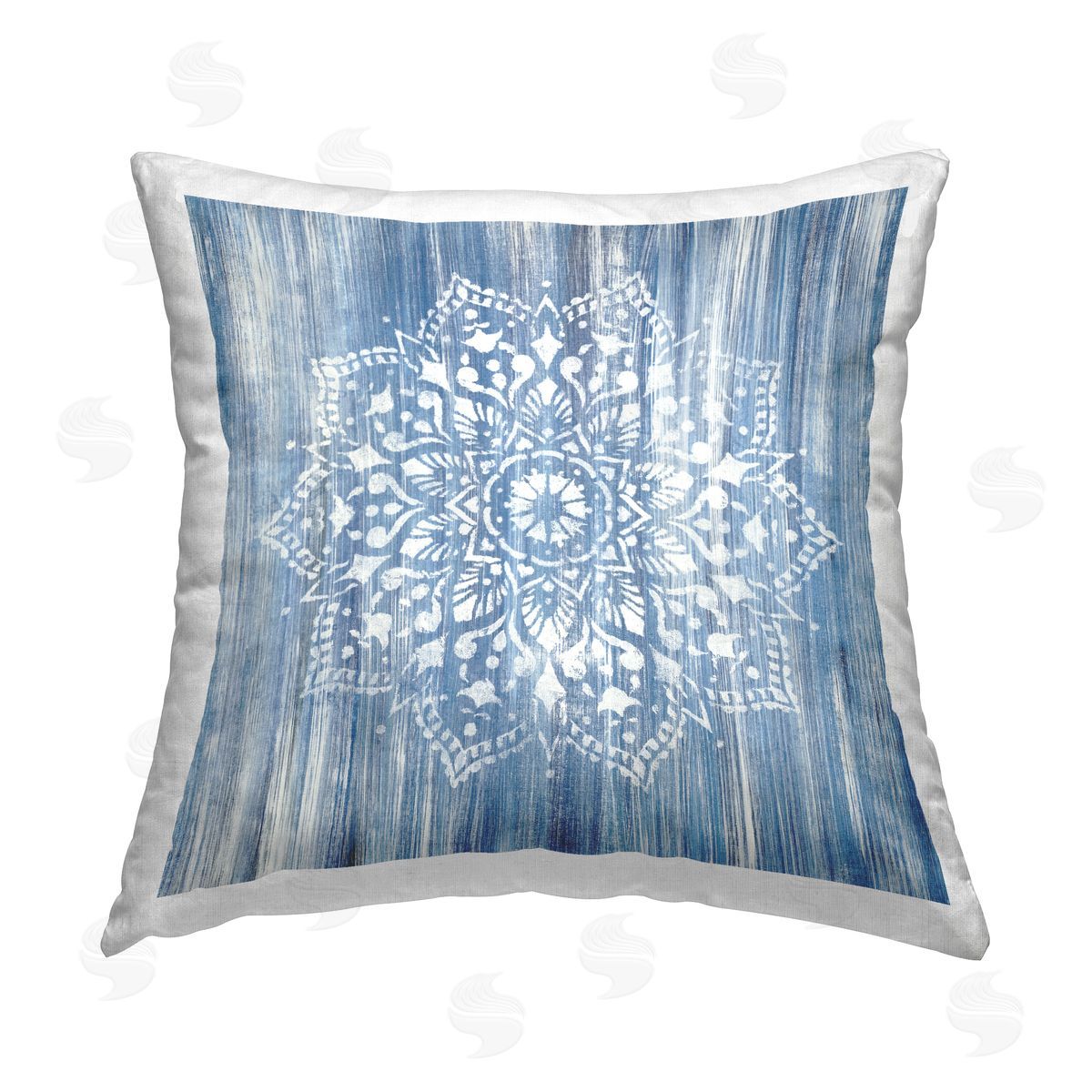 Blue Boho Floral Fractal Decorative Printed Pillow, Home Decor by Liz Jardine