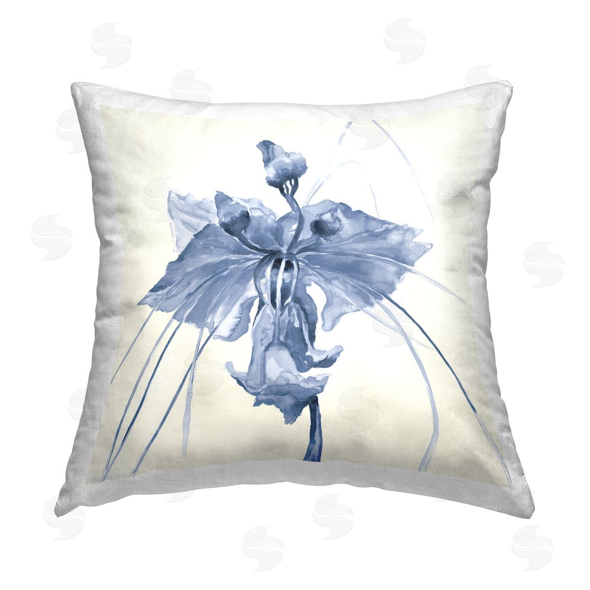 Blue Iris Flower Blossom Decorative Printed Pillow, Home Decor by Liz Jardine