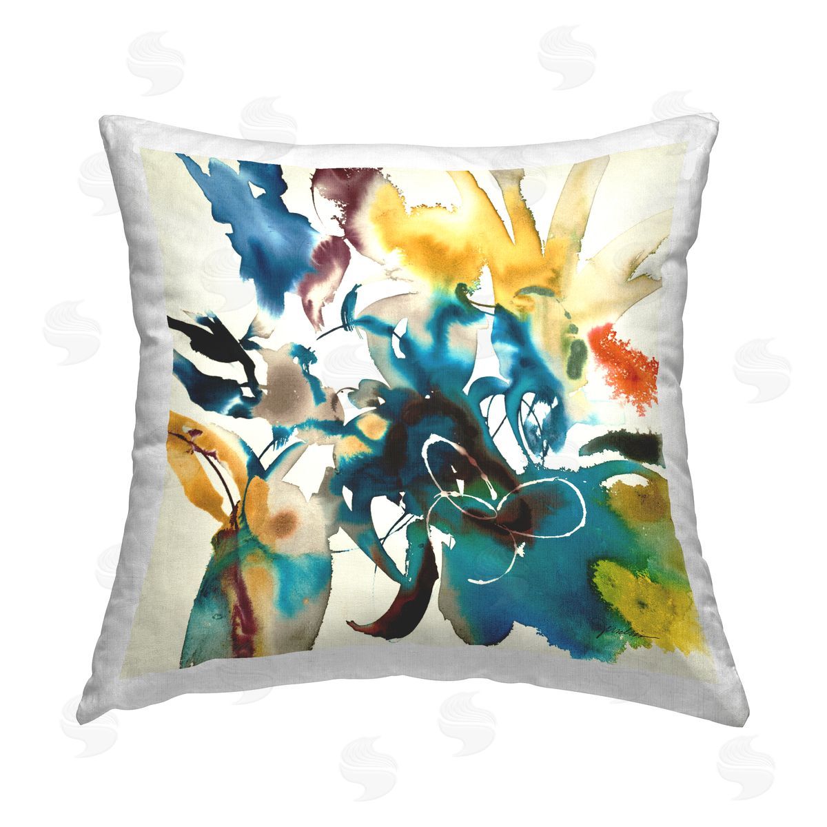 Abstract Botanical Modern Splash Decorative Printed Pillow, Home Decor by Liz Jardine